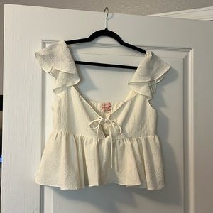 White urban outfitters ruffle crop top